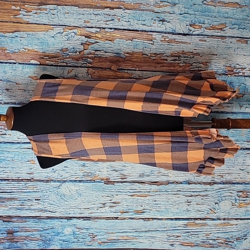 Orange blue open front vest
